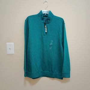 Club Room Men's Teal Green Birdseye Quarter-Zip Pullover Size Large